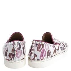Christian Louboutin Multicolor Kiss Print Canvas Pik Boat Slip On Sneakers Size 41