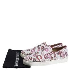 Christian Louboutin Multicolor Kiss Print Canvas Pik Boat Slip On Sneakers Size 41
