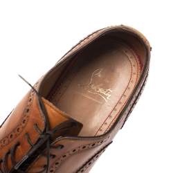 Christian Louboutin Tan Leather Brogue Fiori Lace Up Oxfords Size 42.5
