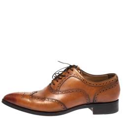 Christian Louboutin Tan Leather Brogue Fiori Lace Up Oxfords Size 42.5