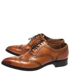 Christian Louboutin Tan Leather Brogue Fiori Lace Up Oxfords Size 42.5