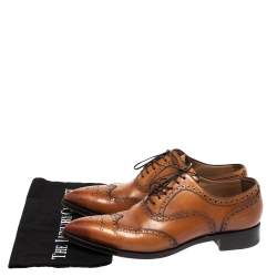 Christian Louboutin Tan Leather Brogue Fiori Lace Up Oxfords Size 42.5