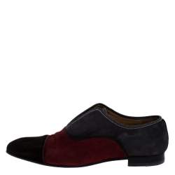 Christian Louboutin Blue/Black Suede Leather And Fabric Alpha Male Oxfords Size 43