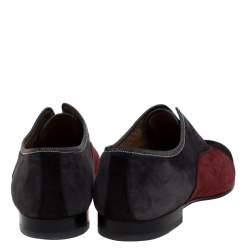 Christian Louboutin Blue/Black Suede Leather And Fabric Alpha Male Oxfords Size 43