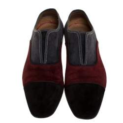 Christian Louboutin Blue/Black Suede Leather And Fabric Alpha Male Oxfords Size 43