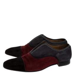 Christian Louboutin Blue/Black Suede Leather And Fabric Alpha Male Oxfords Size 43