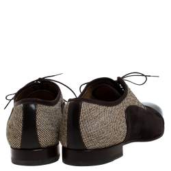 Christian Louboutin Brown Leather and Multicolor Woven Canvas Daviol Derby Size 43