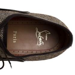 Christian Louboutin Brown Leather and Multicolor Woven Canvas Daviol Derby Size 43
