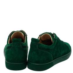 Christian Louboutin Green Suede Leather Low Top Sneakers Size 41.5