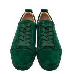Christian Louboutin Green Suede Leather Low Top Sneakers Size 41.5