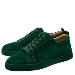 Christian Louboutin Green Suede Leather Low Top Sneakers Size 41.5