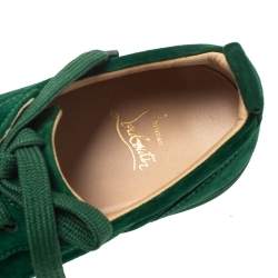 Christian Louboutin Green Suede Leather Low Top Sneakers Size 41.5