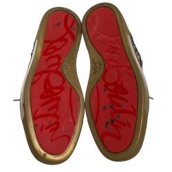 Pre Owned Christian Louboutin Metallic Bronze Python Leather Louis Orlato Lace Up Sneakers Size 42