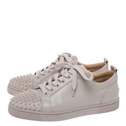 Christian Louboutin Off-White Leather Vieira Spiked Orlato Low Top Sneakers Size 42