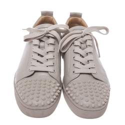 Christian Louboutin Off-White Leather Vieira Spiked Orlato Low Top Sneakers Size 42