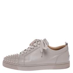 Christian Louboutin Off-White Leather Vieira Spiked Orlato Low Top Sneakers Size 42