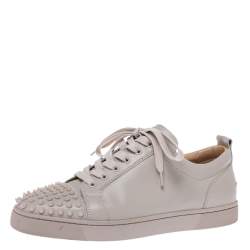 Christian Louboutin Off-White Leather Vieira Spiked Orlato Low Top Sneakers Size 42