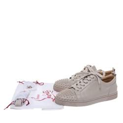 Christian Louboutin Off-White Leather Vieira Spiked Orlato Low Top Sneakers Size 42