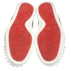 Christian Louboutin Beige Suede And Mesh Louis Junior Spikes Sneakers Size 43