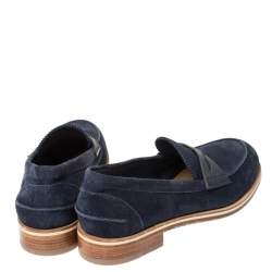 Christian Louboutin Blue Suede Montezumolle Flat Loafers Size 41.5