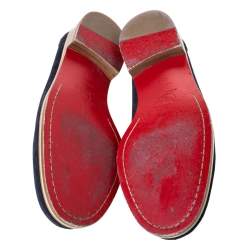 Christian Louboutin Blue Suede Montezumolle Flat Loafers Size 41.5