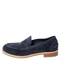 Christian Louboutin Blue Suede Montezumolle Flat Loafers Size 41.5