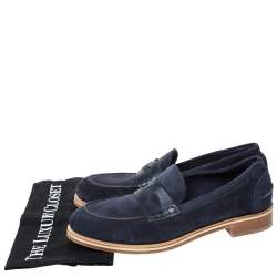 Christian Louboutin Blue Suede Montezumolle Flat Loafers Size 41.5