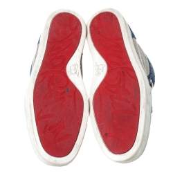 Christian Louboutin Blue/White Leather And Canvas Rantus Orlato High Top Sneakers Size 43