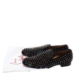Christian Louboutin Blue Velvet Dandelion Spikes Loafer Size 40