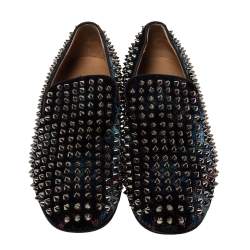 Christian Louboutin Blue Velvet Dandelion Spikes Loafer Size 40