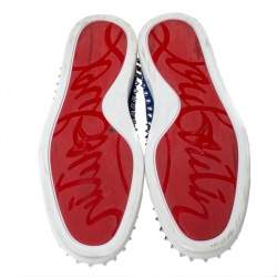 Christian Louboutin Blue Suede Spike Pik Boat Slip On Sneakers Size 39