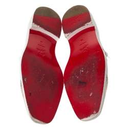 مملوكة مسبقًا Christian Louboutin White Leather Vikram Double Monk Strap Loafers Size 45