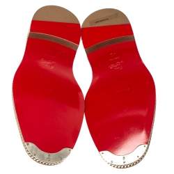 Pre Owned Christian Louboutin Grey Suede And Leather Chain Embellished Latcho Lace Up Oxfords Size 42