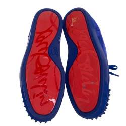 Pre Owned Christian Louboutin Cobalt Blue Suede Louis Junior Spikes Sneakers Size 42.5