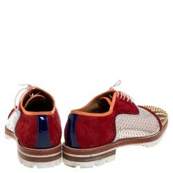 Pre Owned حذاء أوكسفورد كريستيان لوبوتان "لاتشو مقدمة مزينة سبايك و رباط علوي سويدي و جلد لامع متعدد الألوان مقاس 45