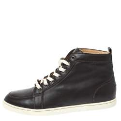 Christian Louboutin Dark Grey Leather Louis High Top Sneakers Size 41.5