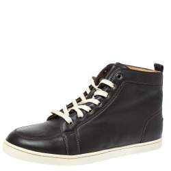 Christian Louboutin Dark Grey Leather Louis High Top Sneakers Size 41.5