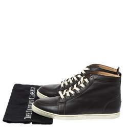 Christian Louboutin Dark Grey Leather Louis High Top Sneakers Size 41.5