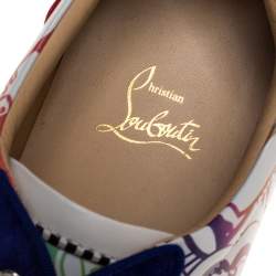 Christian Louboutin Multicolor Graffiti Leather And Suede Spike Seavaste Sneakers Size 46