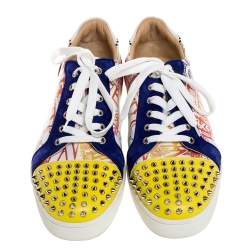 Christian Louboutin Multicolor Graffiti Leather And Suede Spike Seavaste Sneakers Size 46
