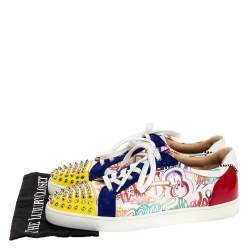 Christian Louboutin Multicolor Graffiti Leather And Suede Spike Seavaste Sneakers Size 46