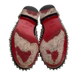 مملوكة مسبقًا حذاء أكسفورد كريستيان لوبوتان أربطة سبايك فريدي جلد أسود مقاس 39.5