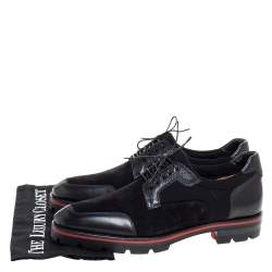 Christian Louboutin Black Leather And Suede 'Simon' Derby Size 41.5