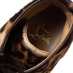 Pre Owned Christian Louboutin Brown Animal Print Calf Hair Orlato High Top Sneakers Size 43