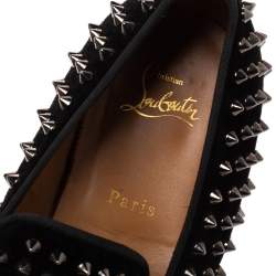 Pre Owned حذاء لوفرز كريستيان لوبوتان دانديليون سبايك سويدي أسود مقاس 42.5