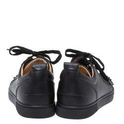 Pre Owned Christian Louboutin Black Leeather Louis Junior Spikes Sneakers Size 41