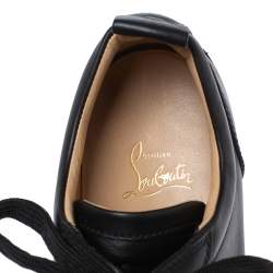 Pre Owned Christian Louboutin Black Leeather Louis Junior Spikes Sneakers Size 41