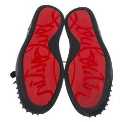 Pre Owned Christian Louboutin Black Leeather Louis Junior Spikes Sneakers Size 41