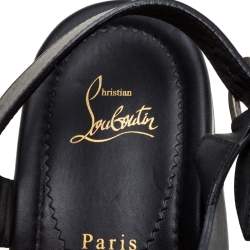 مملوكة مسبقًا Christian Louboutin Black Leather Don Giovanni Flat Sandals Size 42
