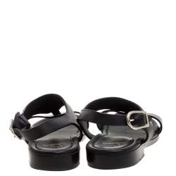 مملوكة مسبقًا Christian Louboutin Black Leather Don Giovanni Flat Sandals Size 42